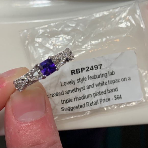 Ring Bomb Party Amethyst and White Topaz Ring - Size 9 - Picture 7 of 9